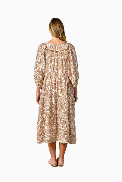 Bushra Dress - Cream Brown