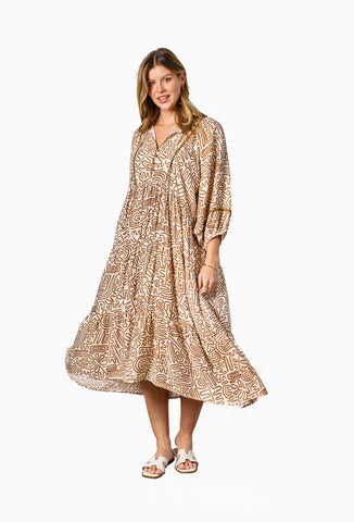 Bushra Dress - Cream Brown